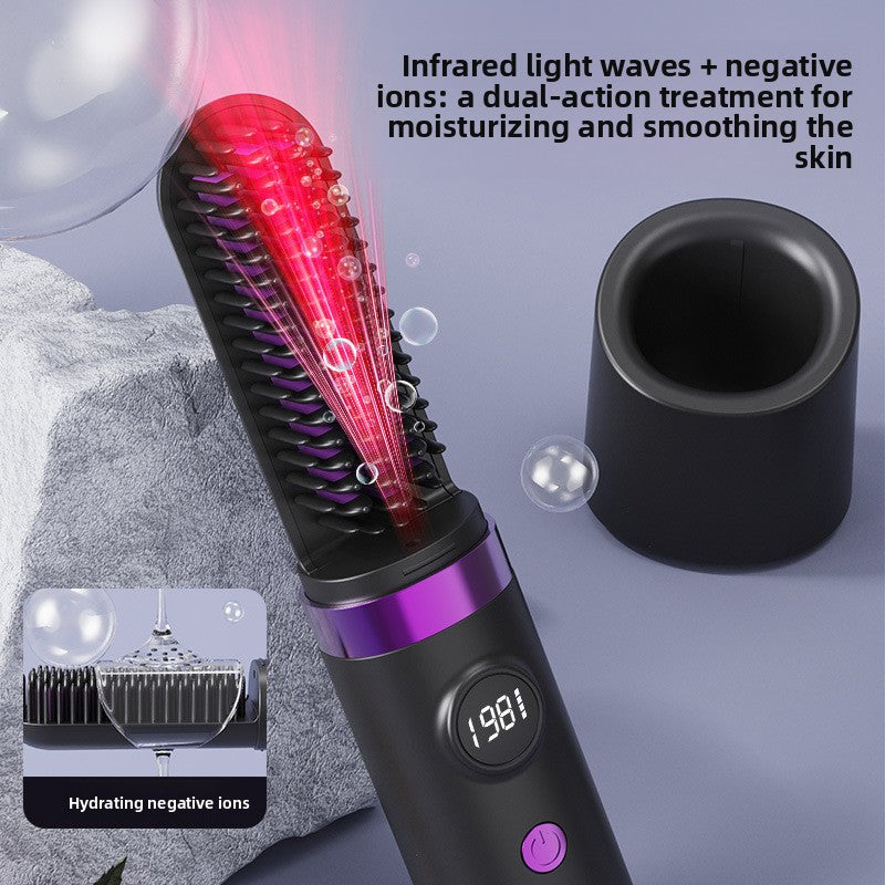 Wireless Hair Straightening and Curling Comb